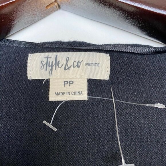 Style & Co Sweater Black Long Sleeve Floral PP NEW - Picture 5 of 6